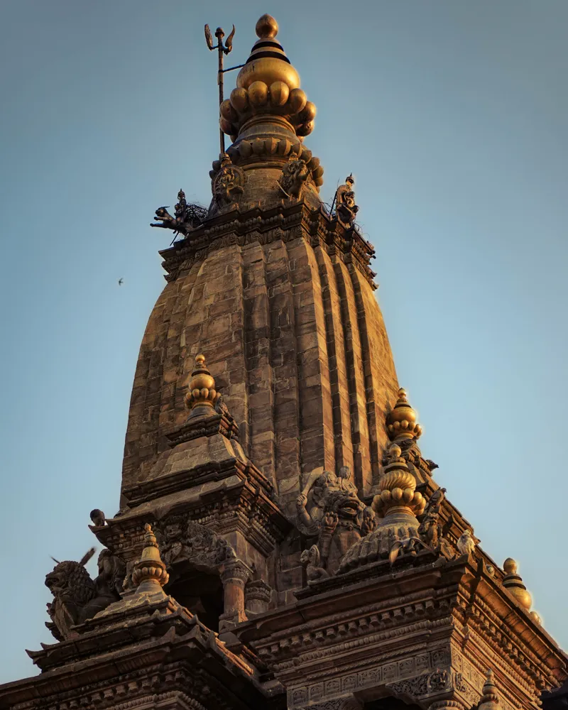 temple spire at golden hour - kathmandu