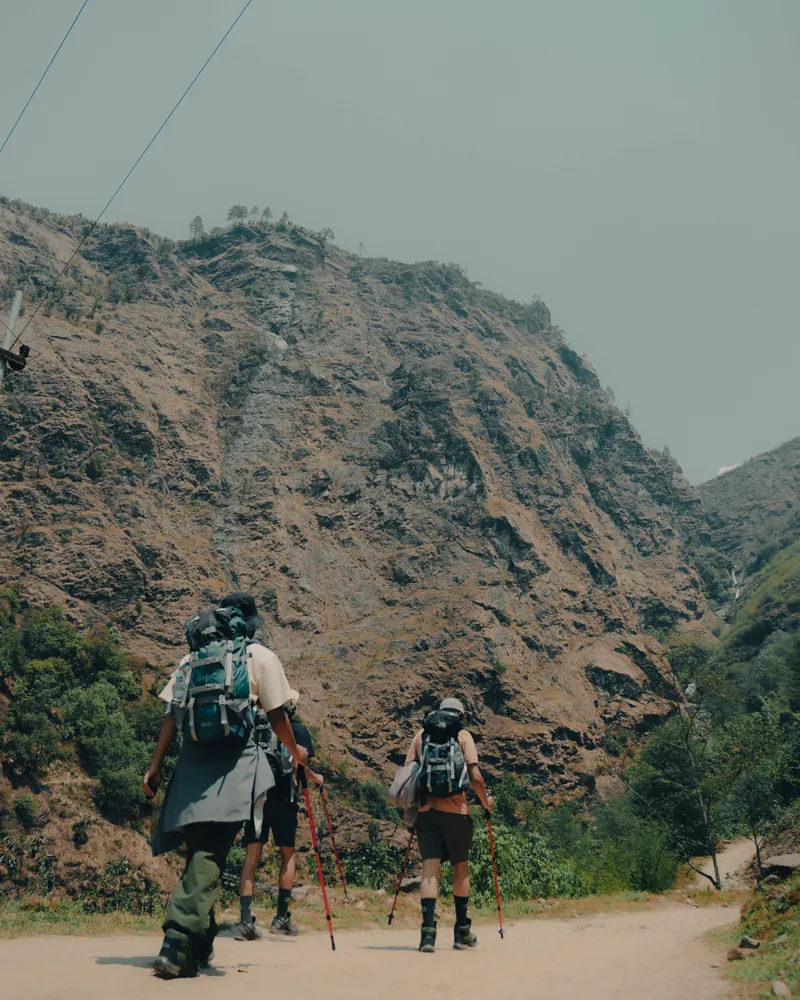 trekkers ascending - panch pokhari