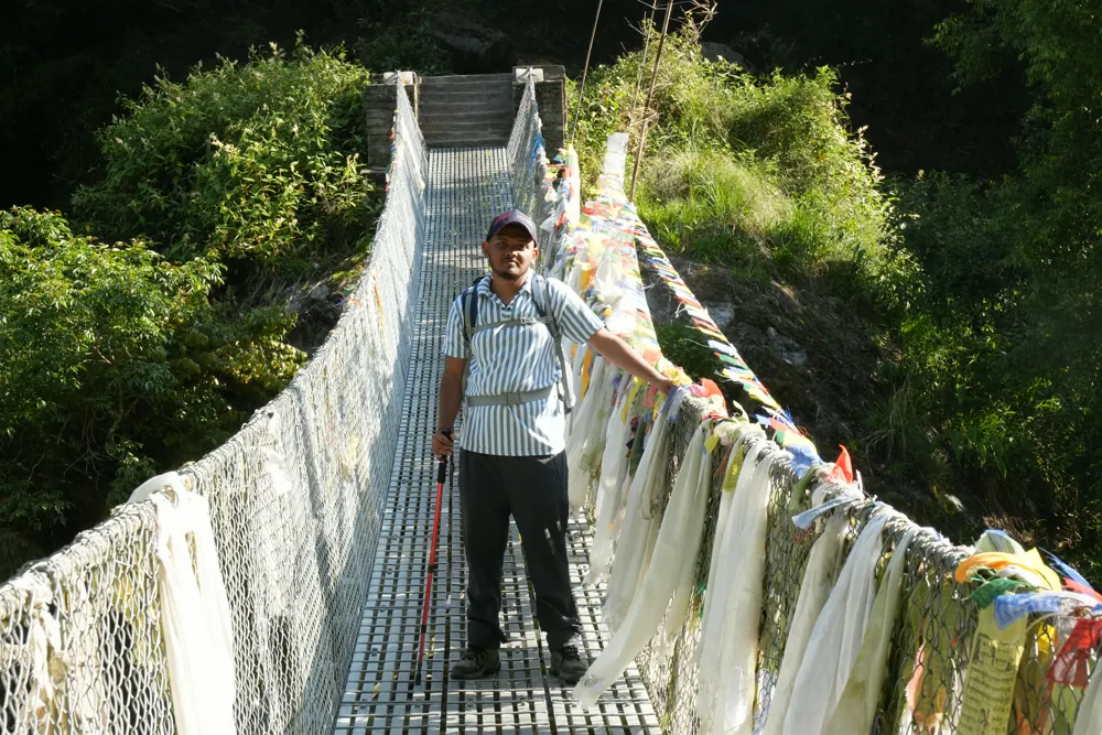 prayer flag bridge - langtang valley