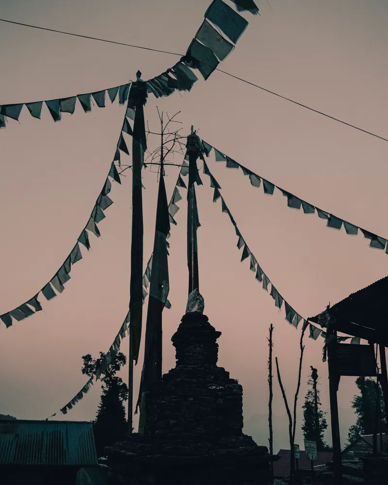 stupa at dusk - panch pokhari